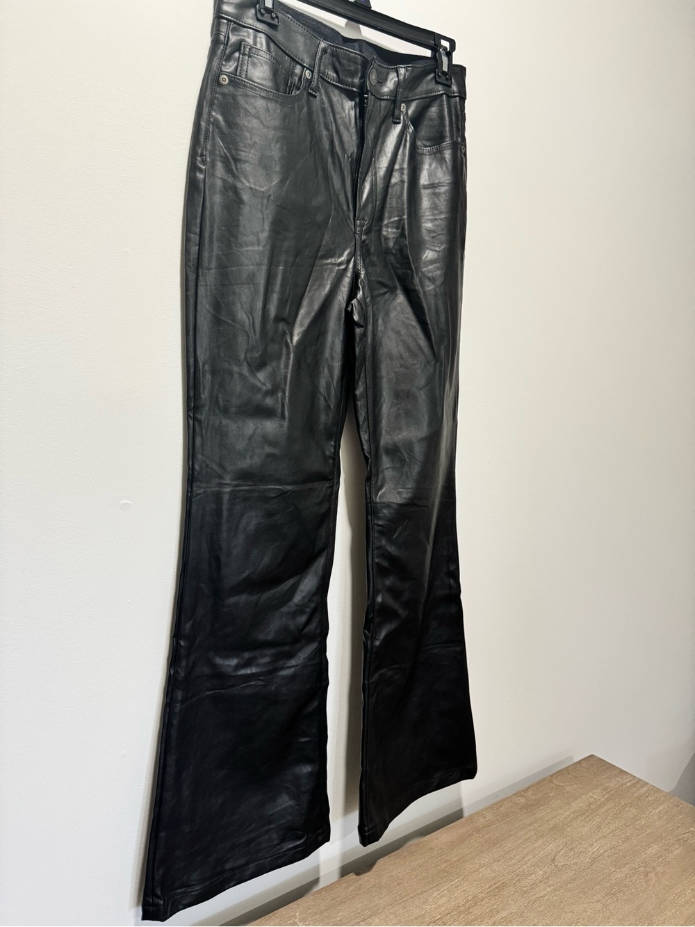 Gap Black Faux Leather Flare Jeans | Excellent Used Condition | Size 8 Short - Picture 2 of 7